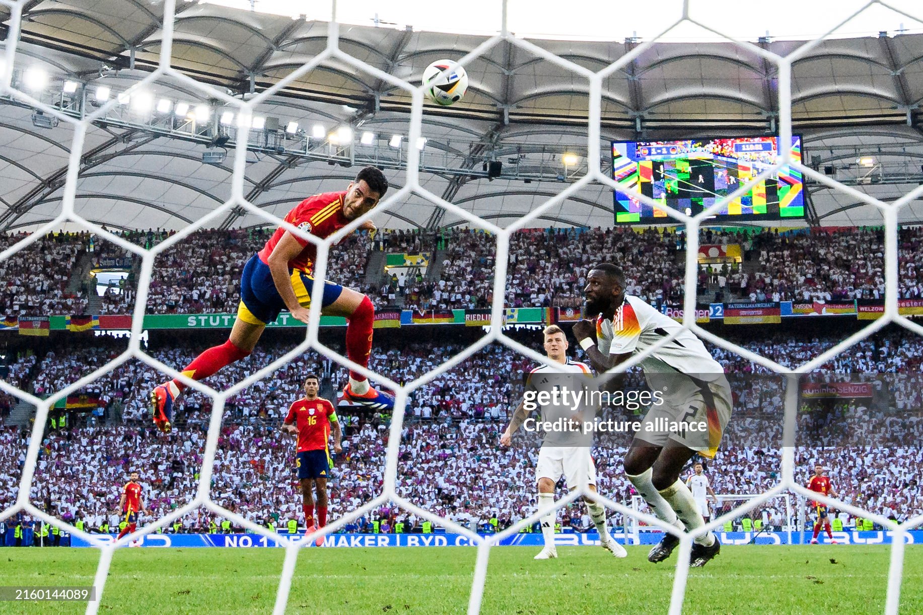 Mikel Merino celebrates after scoring the winning goal in the Spain vs Germany Euro 2024 Quarter-final.