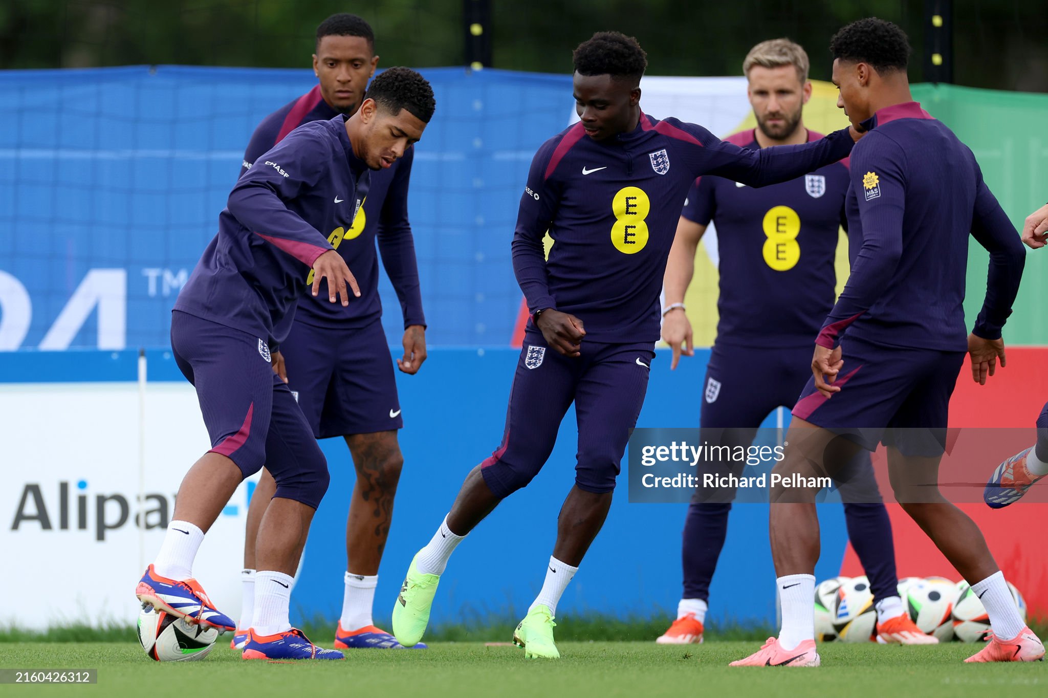 England football team discussing strategy during Euro 2024 match