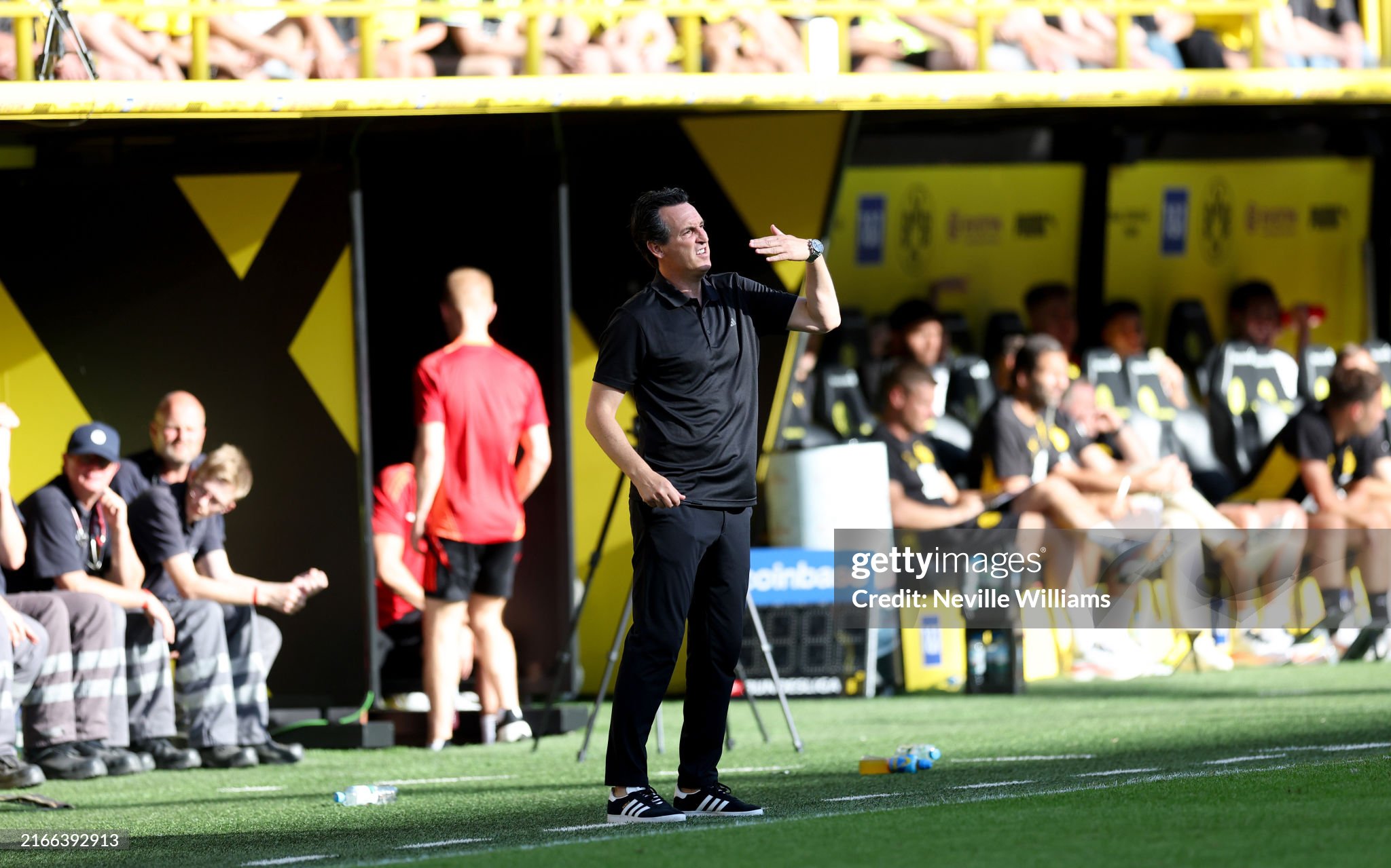 Aston Villa players during a pre-season match, preparing for the 2024-25 Premier League season.